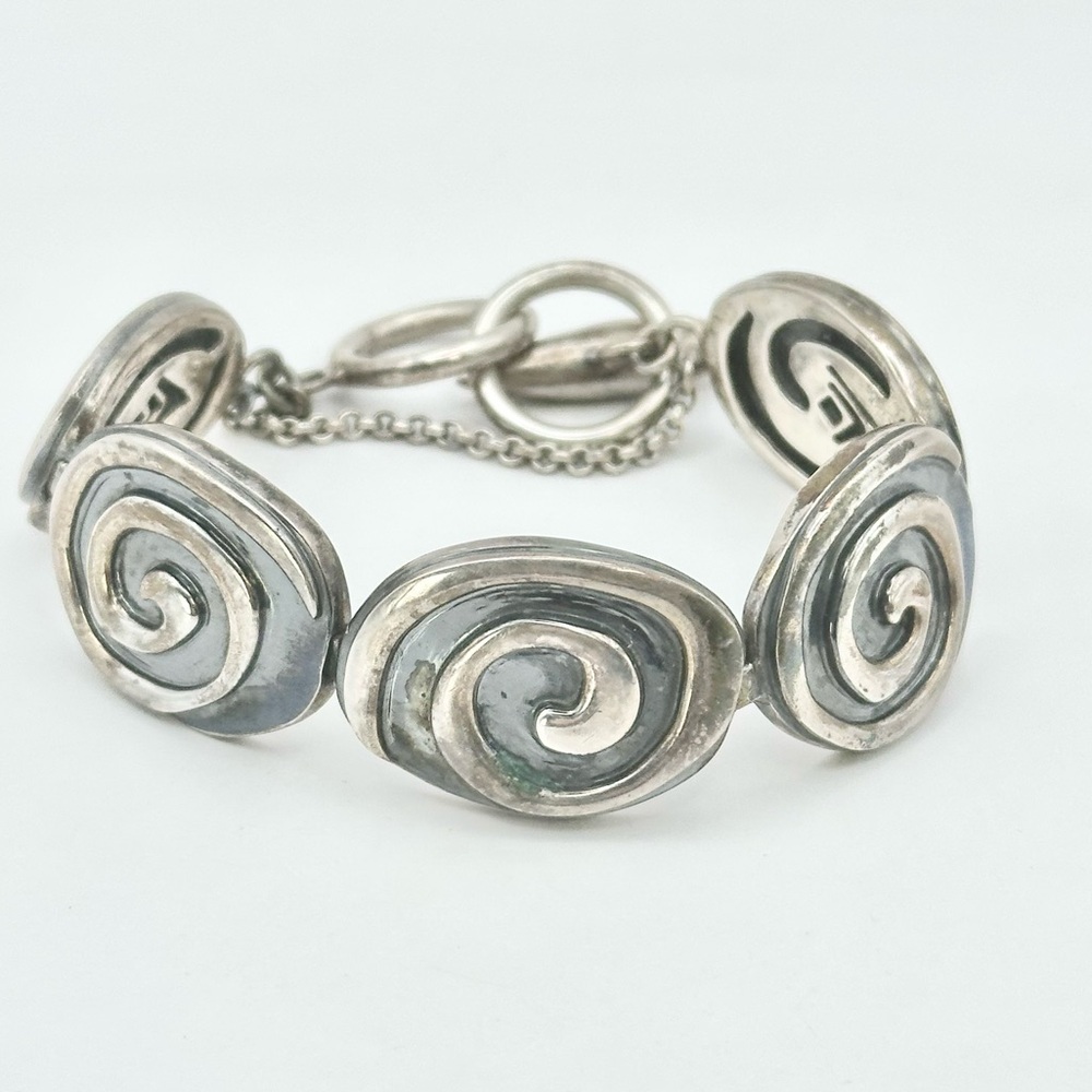 Silpada Retired B1867 Sterling Silver Swirl Link Toggle Bracelet